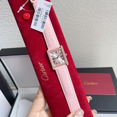 Cartier Tank Solo 316L Steel 24MM Imported Quartz Movement Pink Strap Women Watch
